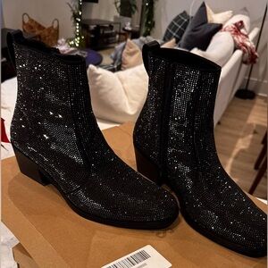 Steve Madden Glitter Black Ankle Boots